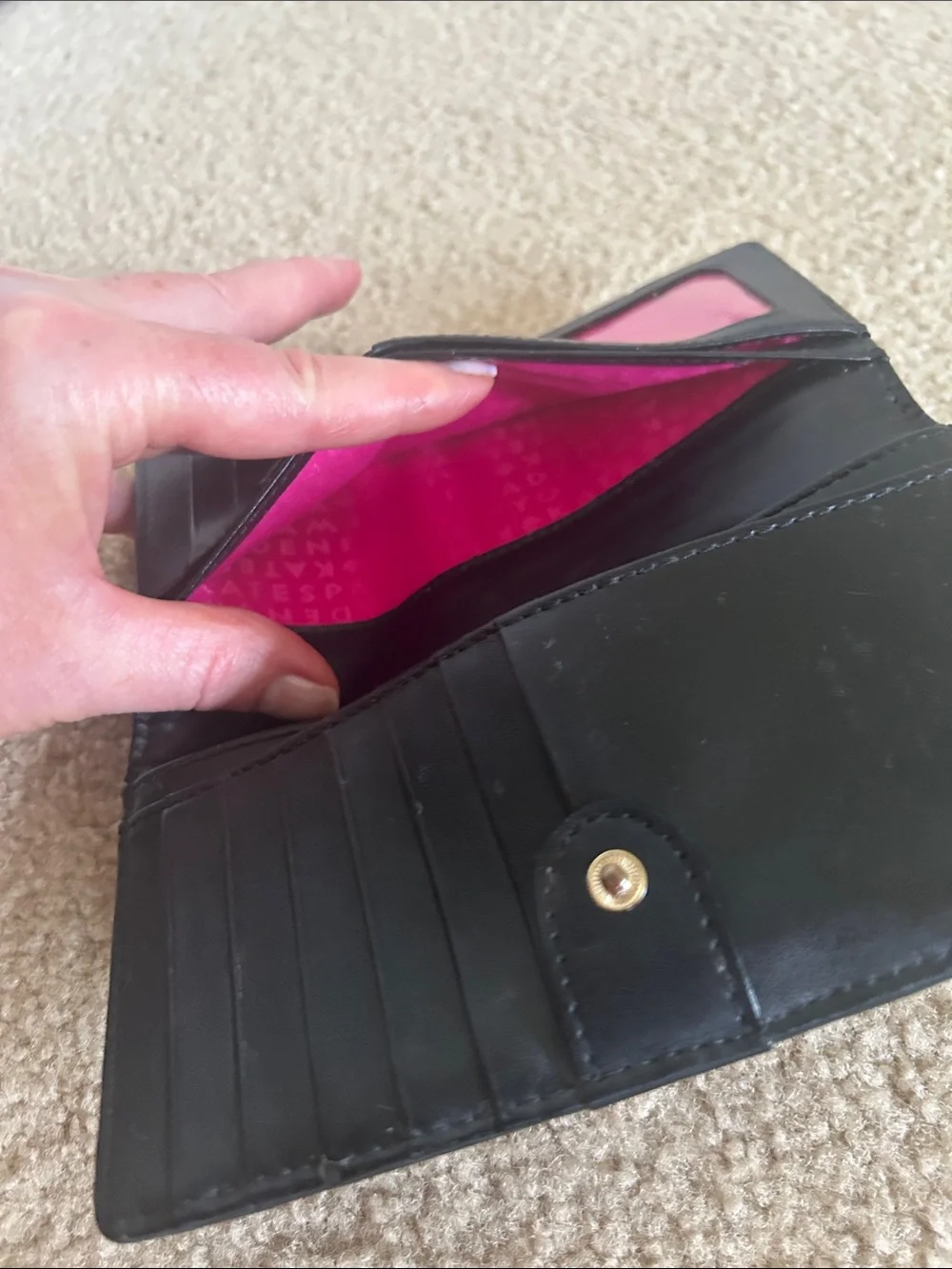 kate spade Black Bow Fold Wallet with Gold Accent